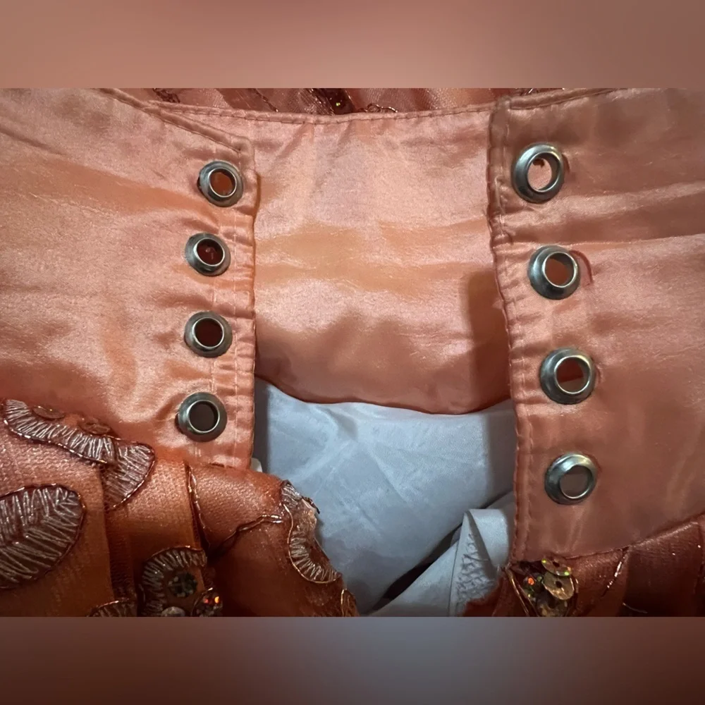 Expressions Elegant Coral Sequin Corset Ballgown Dress - Picture 13 of 17